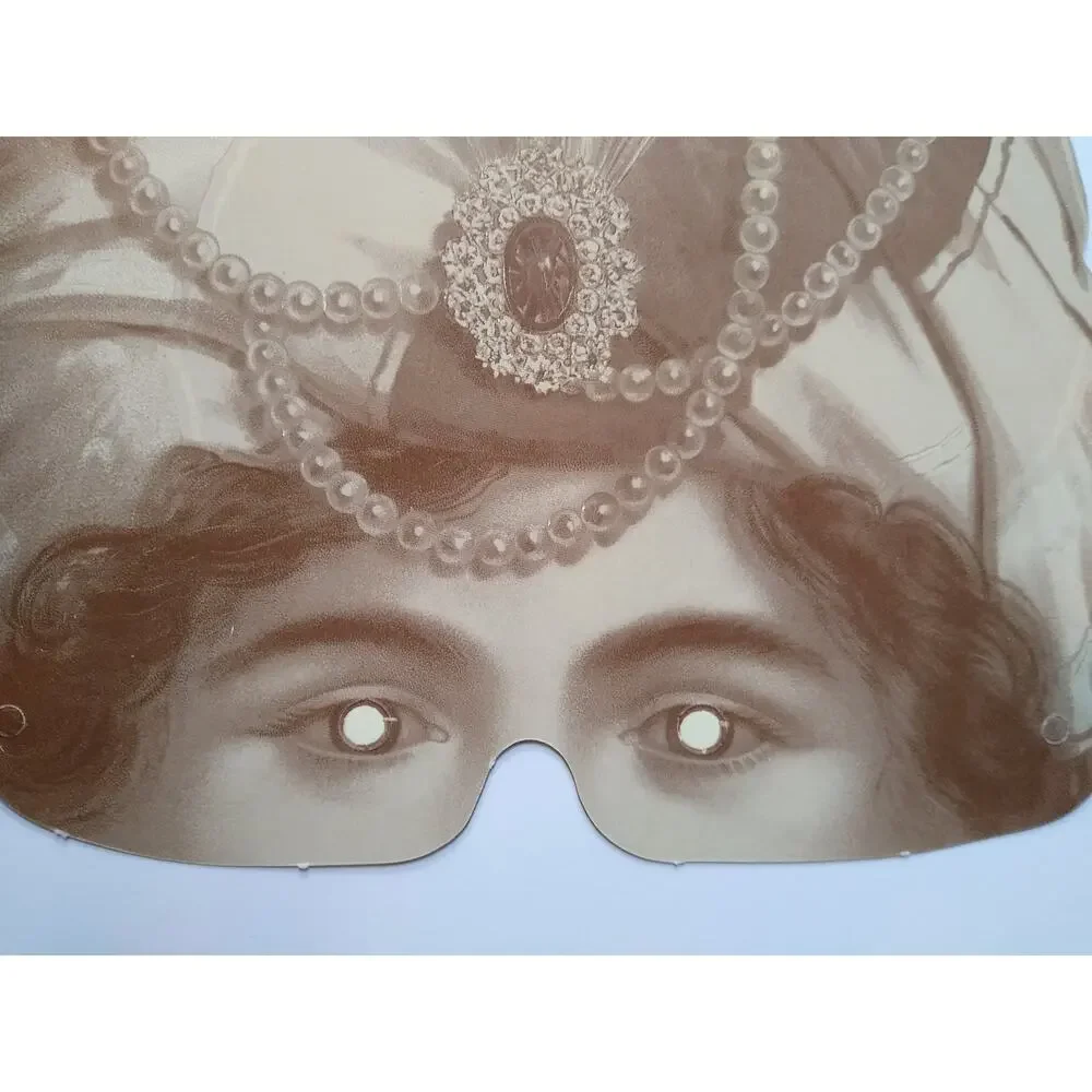 Vintage Turban Jewel Eye Mask Costume Accessory Cardboard